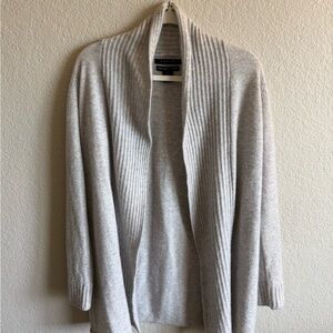 100 Cashmere Gray Open Front Long Cardigan Sweater Cozy Quiet Luxury Minimalist